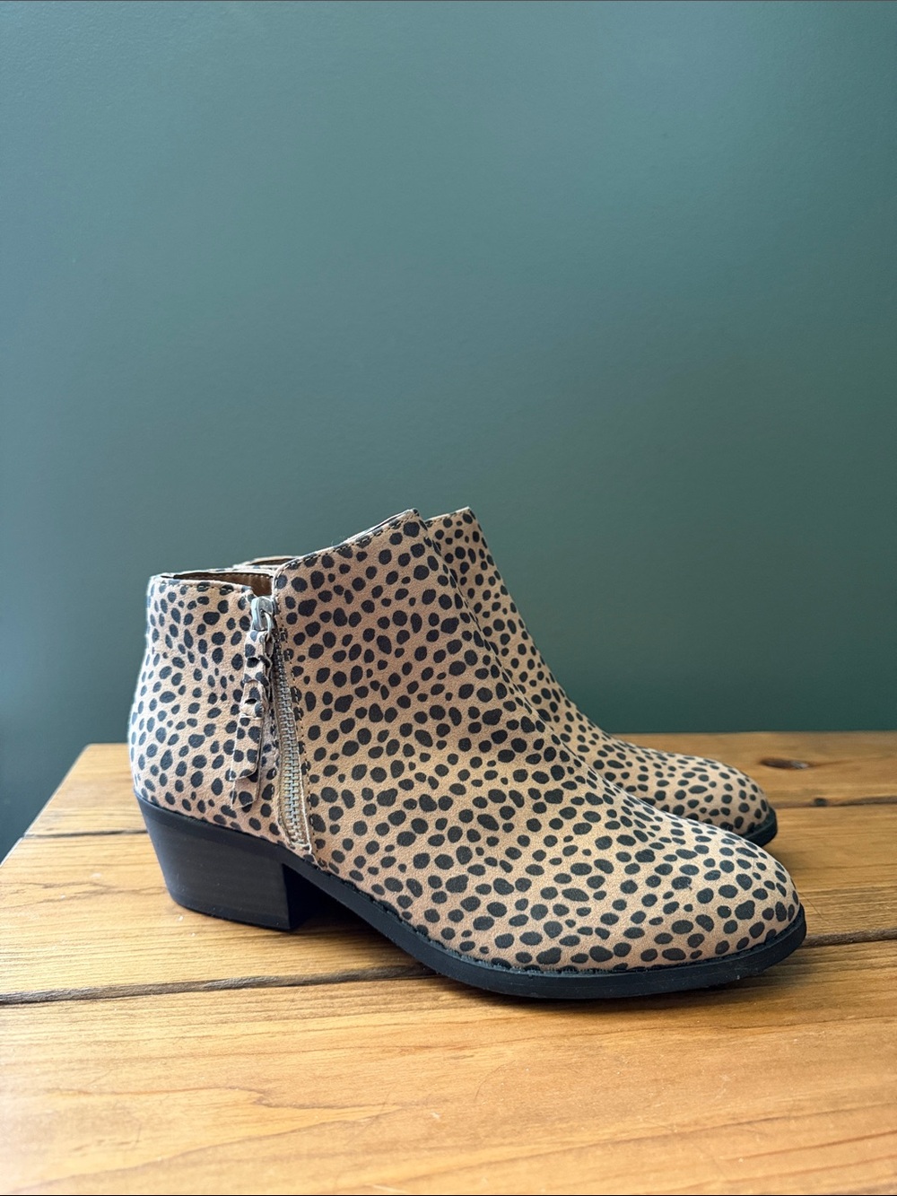 Arizona Jean Company Leopard Print Ankle Booties - Tan and Black